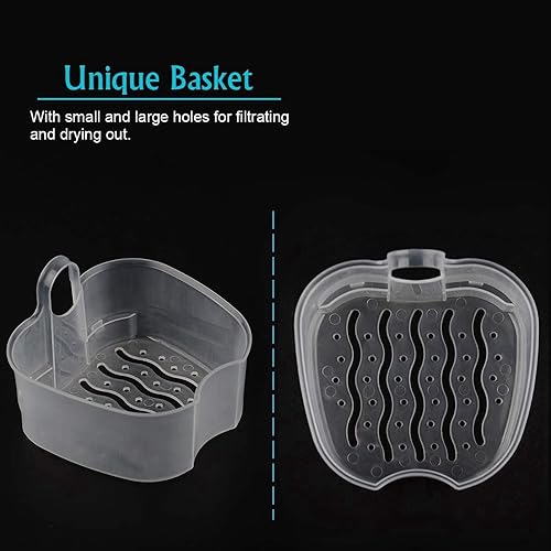 Miniatura 6 de 3X Blue Denture Case,Denture Cup with Strainer,Denture Bath Box False Teeth Storage Box with Basket Net Container Holder