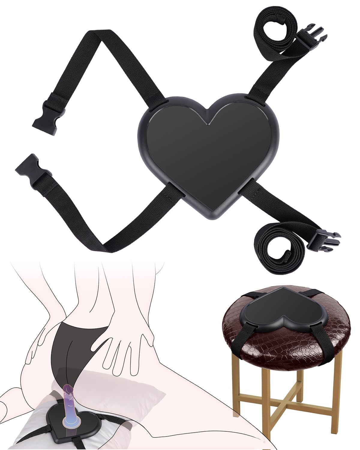 Suction Cup Dildo Mount Sex Saddle, Riding Toy Holder Valentine Style Base for Hands-Free Women Men Solo & Couple Play, Straps On Pillow Chair Dildos Harness Strap Attachment
