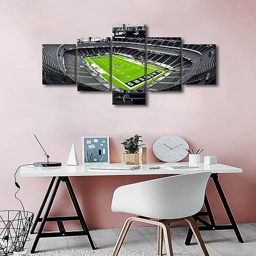 Vista 362 de Cuadros de estadios deportivos de fútbol americano de Minnesota, cuadros de vikingos, 5 paneles, lienzo para pared, arte de pared del estadio