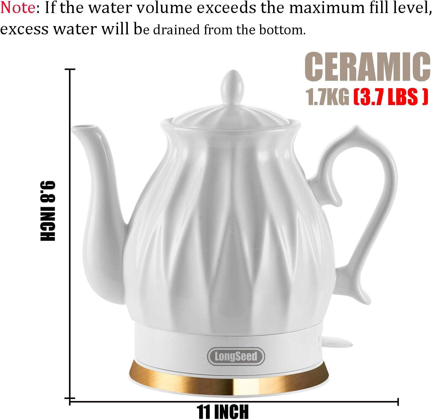 1.5L Ceramic Electric Kettle with Tea Infuser & Cups Set, 1200W Quickly Boil Water Teapot with Boil-Dry Protection Auto Shut Off, Detachable Swivel Base, Porcelain Gooseneck Kettles Pot