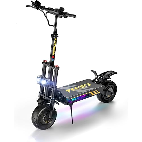 GT3 Electric Scooter Adults 50MPH with 6000W Motor, 62 Miles Long Range & 11 Inch Tubeless Off Road Tires, Detachable Seat, Dual Suspensions & Oil Disc Braking System (ROADE TIRE-02)