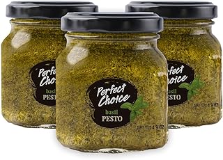 Perfect Choice Basil Pesto Sauce Variety Pack – Gourmet Ready-to-Use Italian Pesto, Rich Flavor Basil Sauce Set, Single-Serve Bottles for Pasta Chicken Salads & Snacks, Convenient Sampler Gift Pack