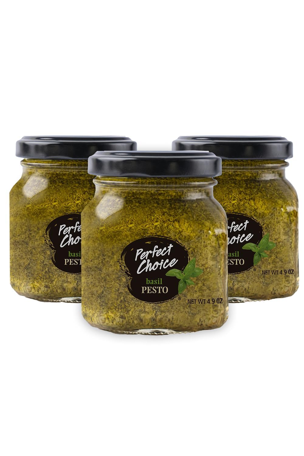 Perfect Choice Basil Pesto Sauce 3 Pack – Gourmet Ready-to-Use Italian Pesto, Rich Flavor Basil Sauce Set, Single-Serve Bottles for Pasta Chicken Salads & Snacks, Convenient Sampler Gift Pack