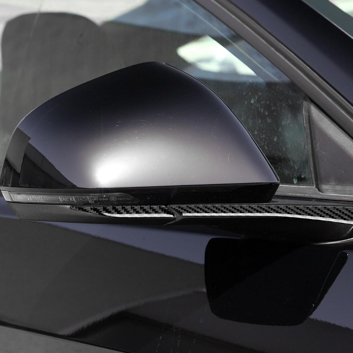 Car Carbon Fiber Decal Interior Trim Sticker for Ford Mustang 2015 2016 2017 2018 2019 2020 2021 2022 2023 Accessories （View Mirror Anti-rub Strips）