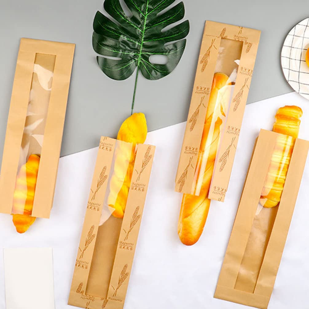 iplusmile 100stücke Papier Brottüten Mit Sichtfenster Verpackungsbeutel Für Brot Kekse Snacks Und Gebäck Für Bäckereien Cafés Und Partys