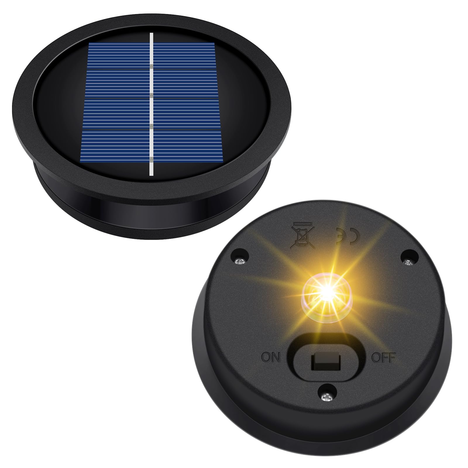 Photo 1 of 2 Pack Solar Light Replacement Top, Replacement Solar Light Parts for Lantern (Top 3.23 Inch, Bottom 2.83 Inch), Waterproof LED Replacement for Outdoor Garden, Pathway, Yard Lights & Decor