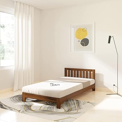 DECNITY Liamu Low Floor Single Sheesham Wood Bed for Bedroom | Sheesham Wood Bed | Solid Wood Bed | Bed for Home & Living Room | Bed Without Storage| Single Size Bed | Bedroom Furniture | Wooden Bed