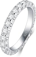 BORUO Sterling Silver CZ Eternity Stackable Ring for Women - 3mm Wedding Band, Oura Ring Gen3/4 Guard, Sizes 4-12