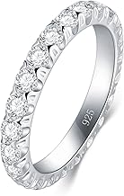 BORUO Sterling Silver Ring - Wedding Bands for Women, Eternity Band, Cubic Zirconia Simulated Diamond Stackable Band for Oura Ring Gen3/4-1.5mm 3mm Band Size 4-12