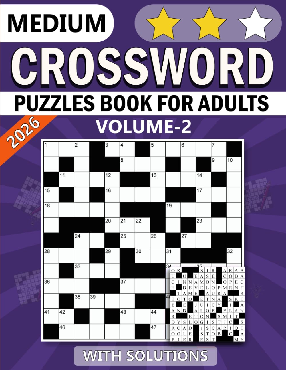 Medium crossword puzzle books for adults Volume 2: A Brain-Boosting Collection of Medium-Level Crossword Puzzles (Crossword Book Series)