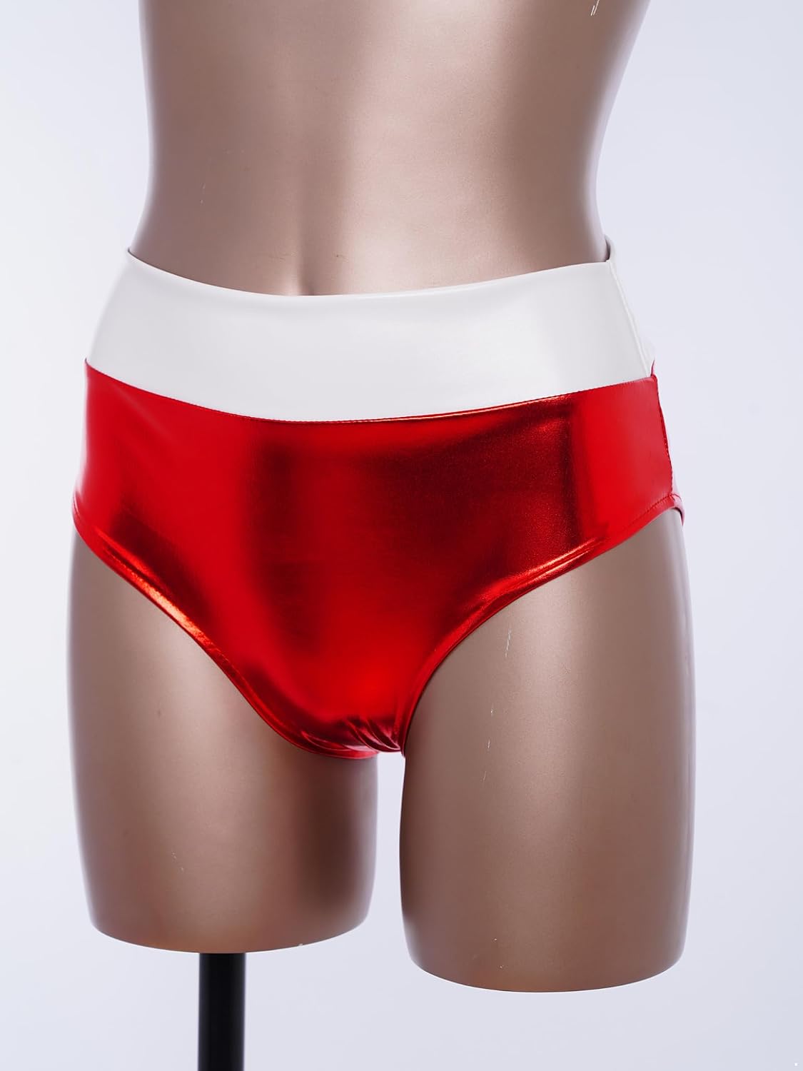 Women's Shiny Metallic Color Block Briefs Sports Dance Booty Shorts Rave Night Party Hot Pants