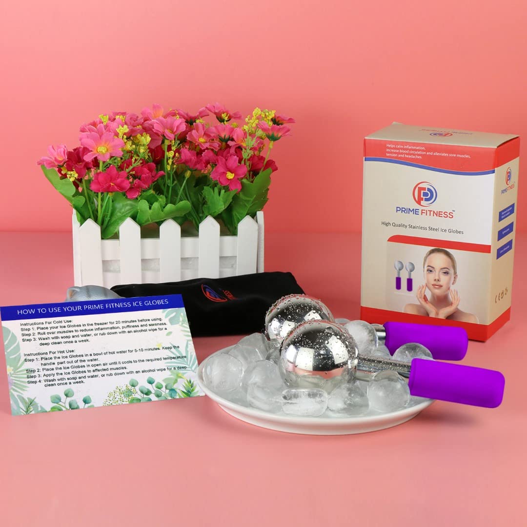 Eiskugeln für Gesichtsbehandlungen | unzerbrechliche Kühlrolle aus Stahl | KryoSticks für Gesicht | Massagegerät für Gesicht und Hals | Hautpflege bei Augenringe, Schwellungen, Falten,