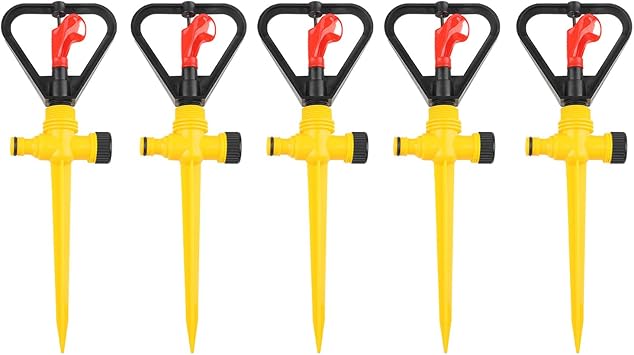 5PCS Sprinklers for Yard,Water Sprinkler for Lawn,Garden Sprinkler,Oscillating Sprinkler,Adjustable Sprinkler,Spray Diameter 0 to 12 Meters., Yellow/black/red, L0427360