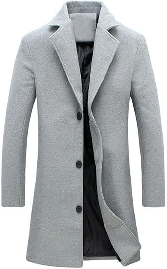 Herfst Mannen Wollen Jas Mode Dikke Wolmengsels Jassen Single Breasted Winter Jas Mannen Casual Overjas Effen Kleur Trench Mannelijk