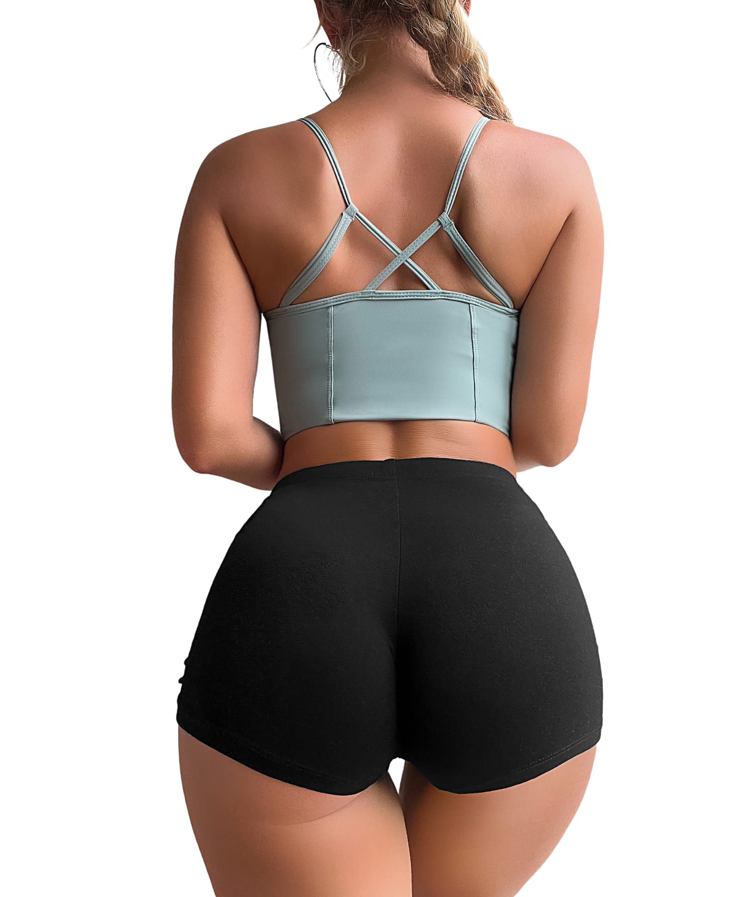 ESPRLIA Criss-Cross Back Sports Bra for Women Removable Cups Workout Crop Top