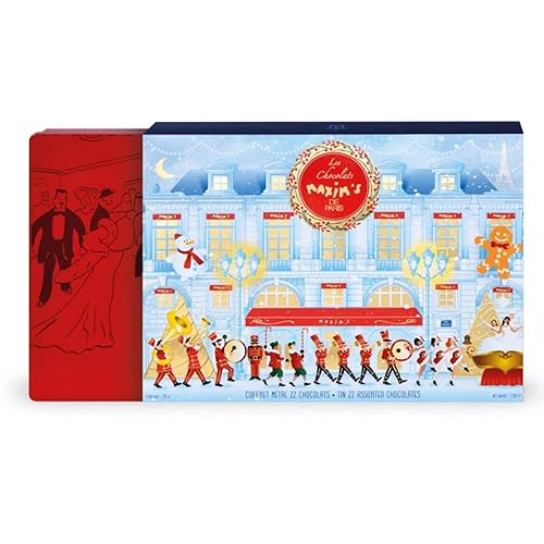 Miniatura 2 de Maxim's De Paris Caja de chocolate de edición navideña, surtido de chocolate negro con leche, 22 chocolates finos de Francia en caja de lata lista