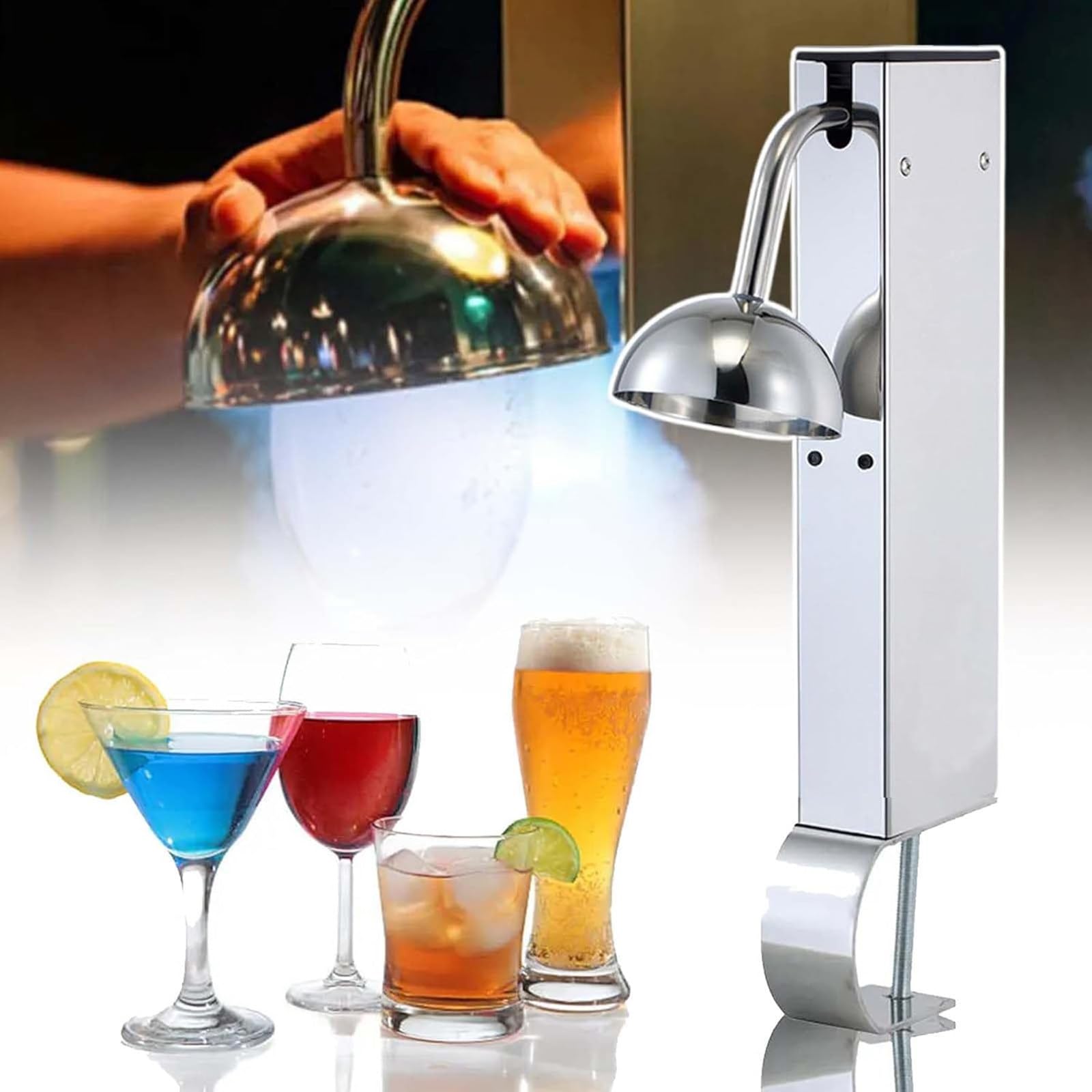 Enfriador Vasos – Enfriador Co2 para Vasos Y Copas – Enfriador Instantáneo Bebidas para Cócteles, Cerveza, Combinados Y Vino. Enfría 1 Vaso En 6 Segundos Enfriador Acero Inoxidable