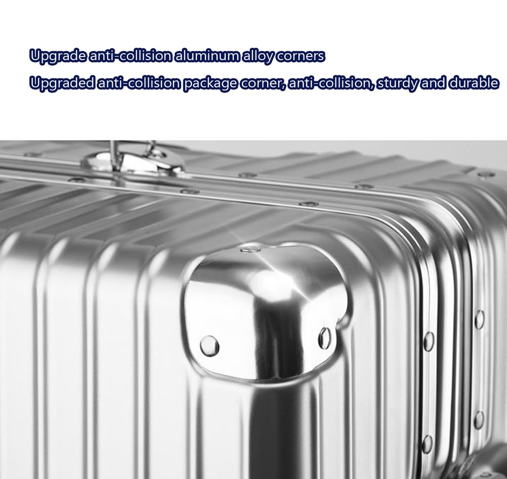 duża walizka PC Walizka z aluminiową ramą twardą skorupą bez zamka bagaż podręczny 20 cali z zamkiem szyfrowym TSA,Pink,24in