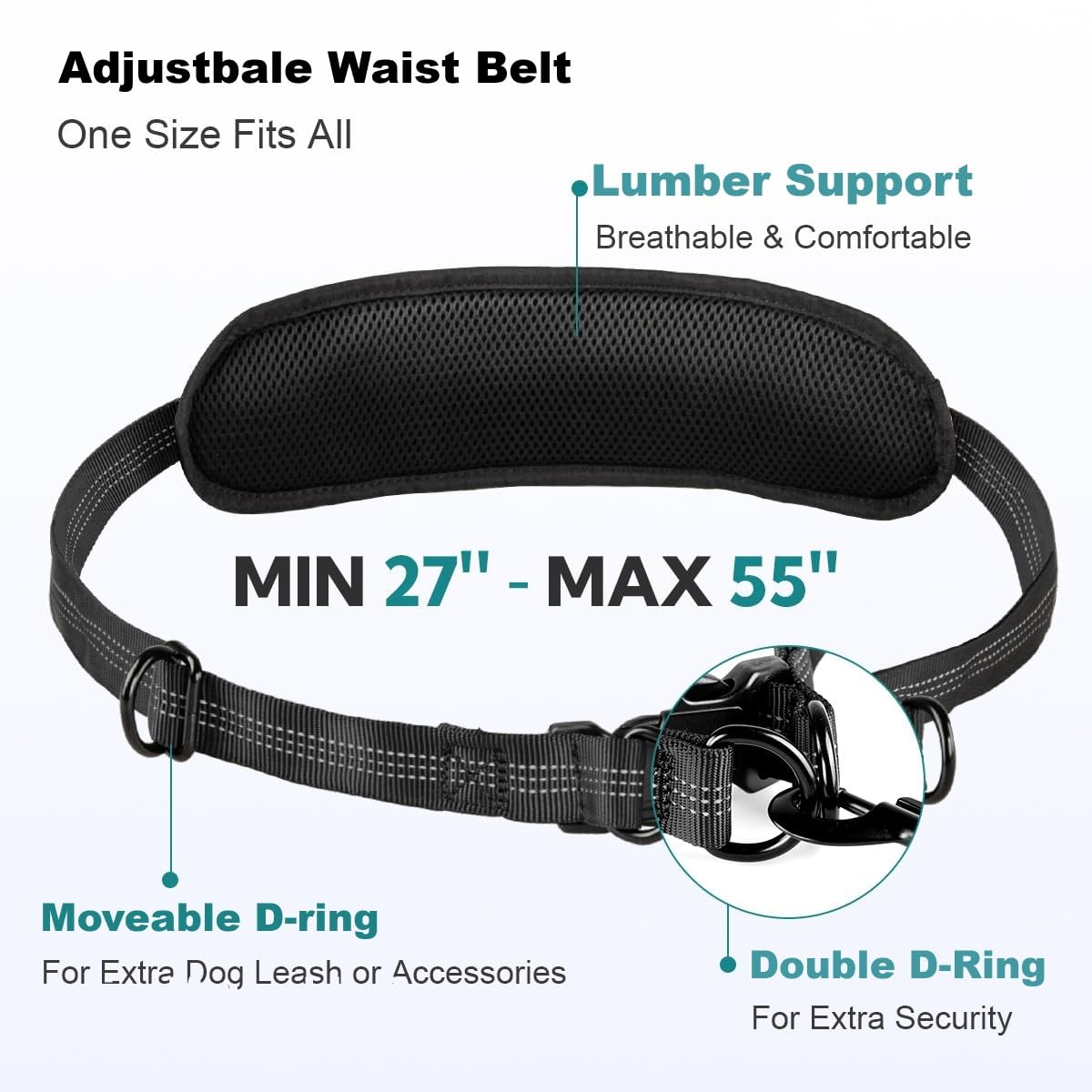 Hands free dog leash with pouch, double for two dogs retractable leash with double padded handles - Image 4
