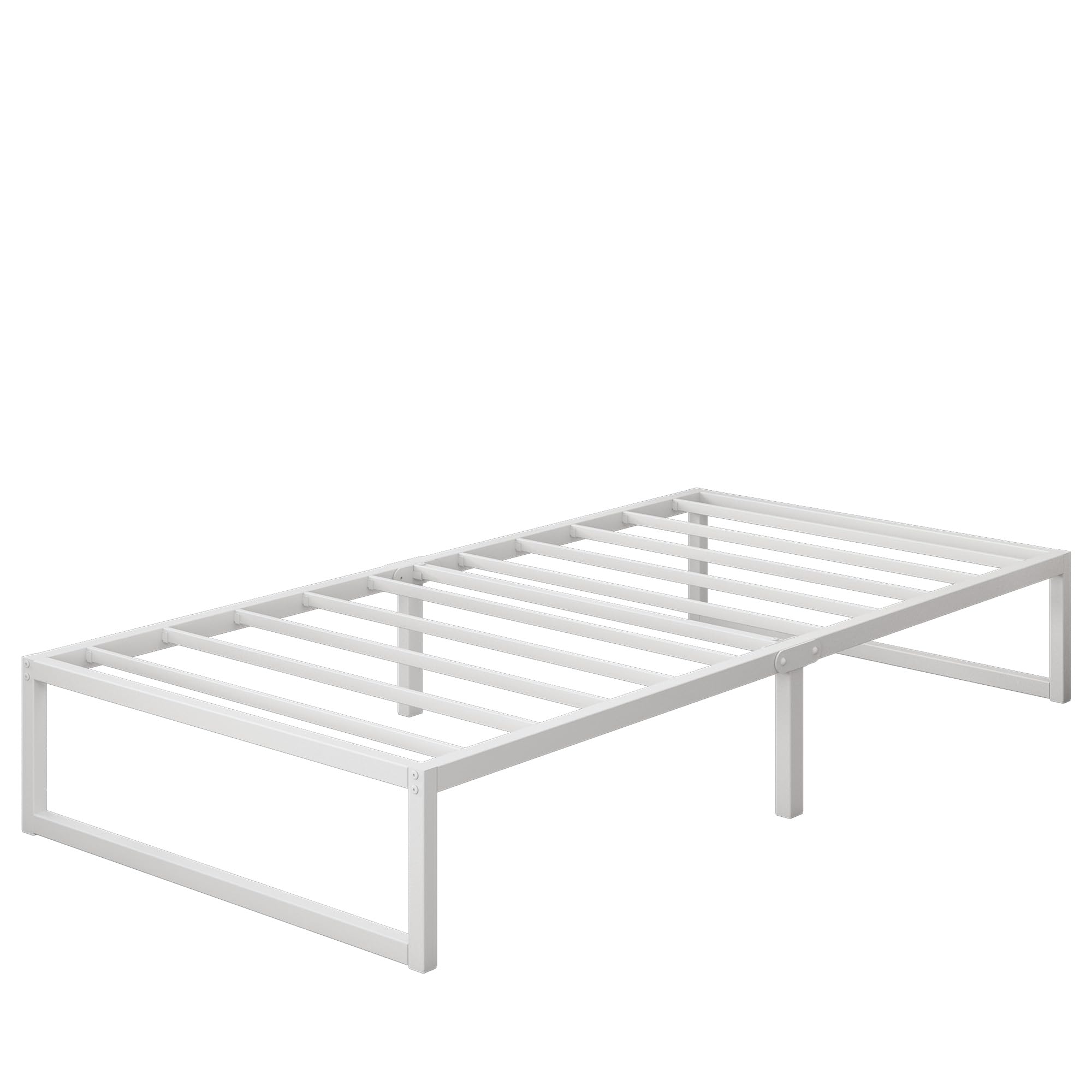 Cama Individual de Metal 80x190 cm, Estructura con Soporte de Listones de Acero, 30 cm de Altura, Blanco