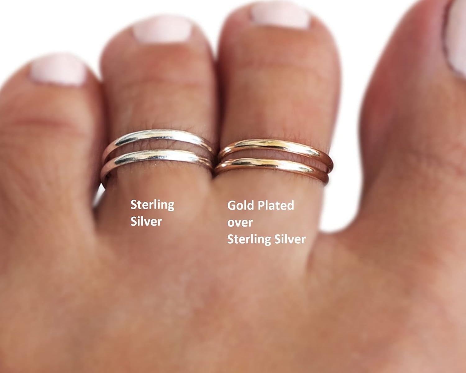 Handmade Silver Adjustable Double Band Toe Ring, 925 Sterling Silver, Classic Dainty Two Lines Open Toe, Pinky, or Knuckle Rings for Women, By MiYa Jewelry Creations - Image 7