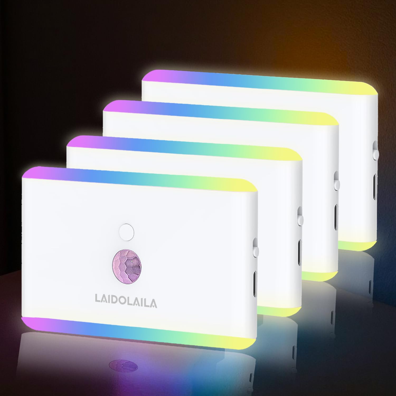 4-Pack Motion Sensor Night Light Cruise Approved Magnetic Rechargeable with USB RGB Color-Changing Modes LED Auto Nightlight for
