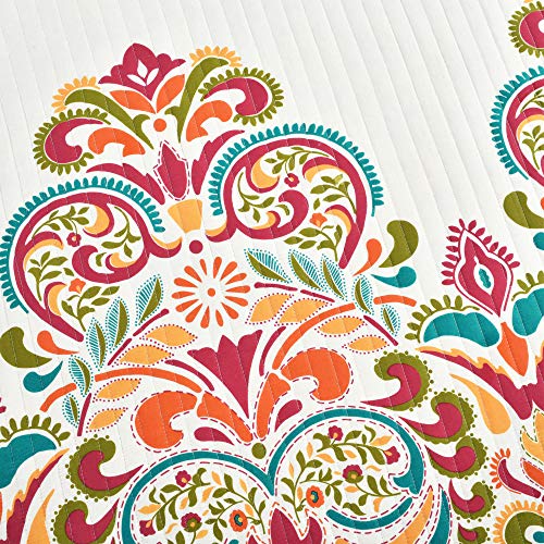 Lush Decor Clara Quilt 3 Piece Reversible Bedding Set, Full/Queen, Turquiose & Tangerine #TOP2