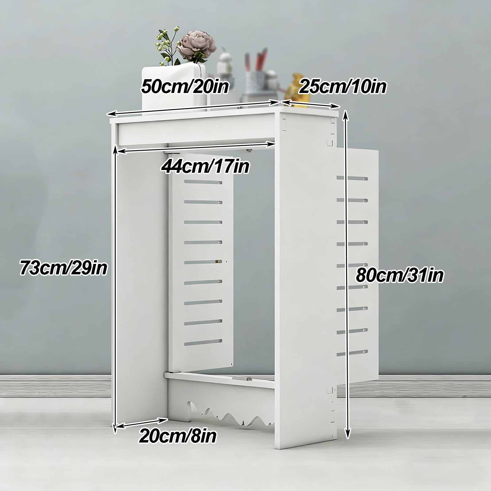 Copritermosifone Copri Termosifone per la Casa Copritermosifoni con 2 Ante e Ripiano Pannello di Accesso per Collettori di Riscaldamento Pavimento(50x80x25 cm/20x31x10 in)