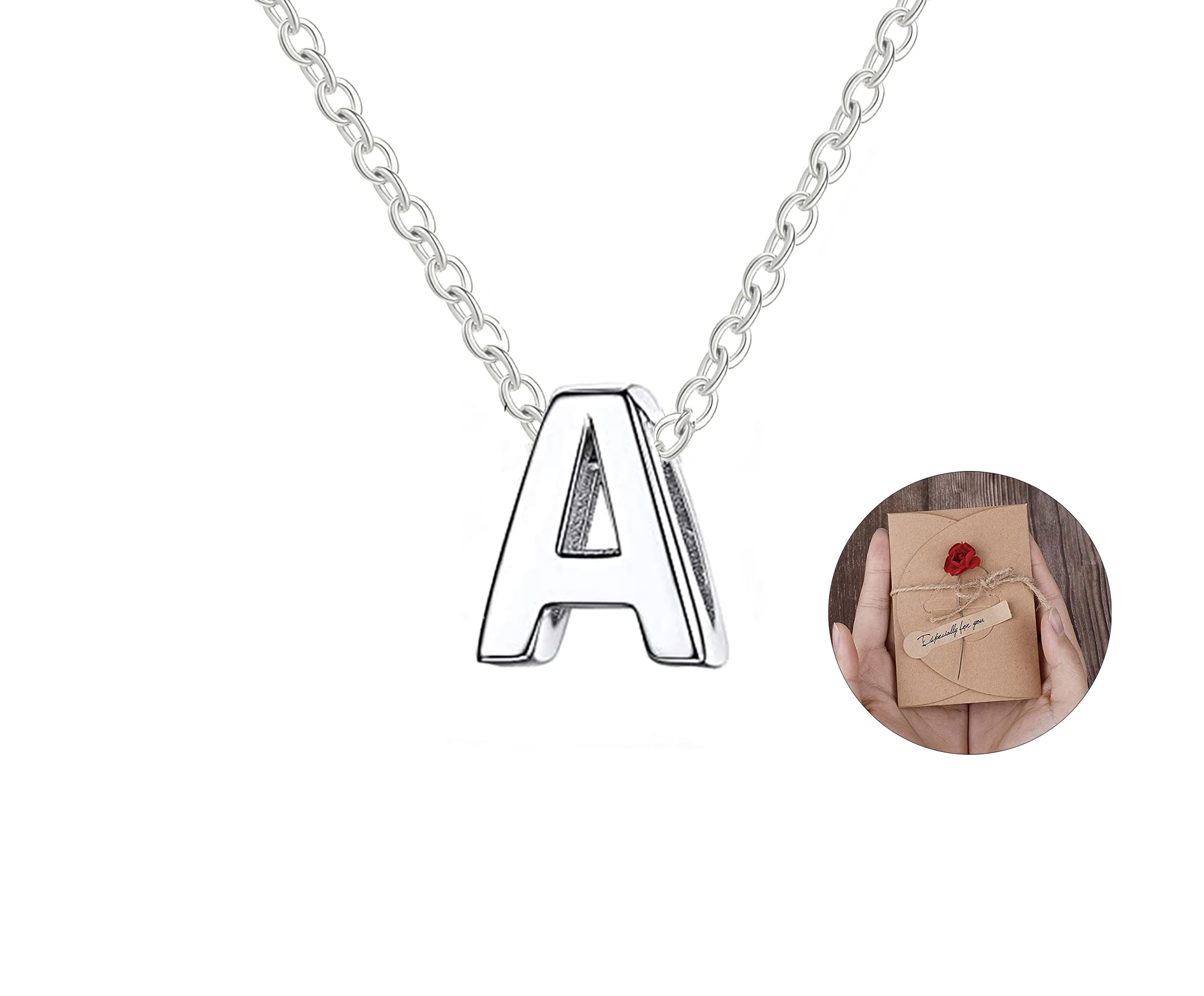 Only faith Collar para mujer con letra inicial con Hermosa caja de regalo. Acero inoxidable Colgantes con letras bisutería barata sobre con mensaje original Amigos Novios