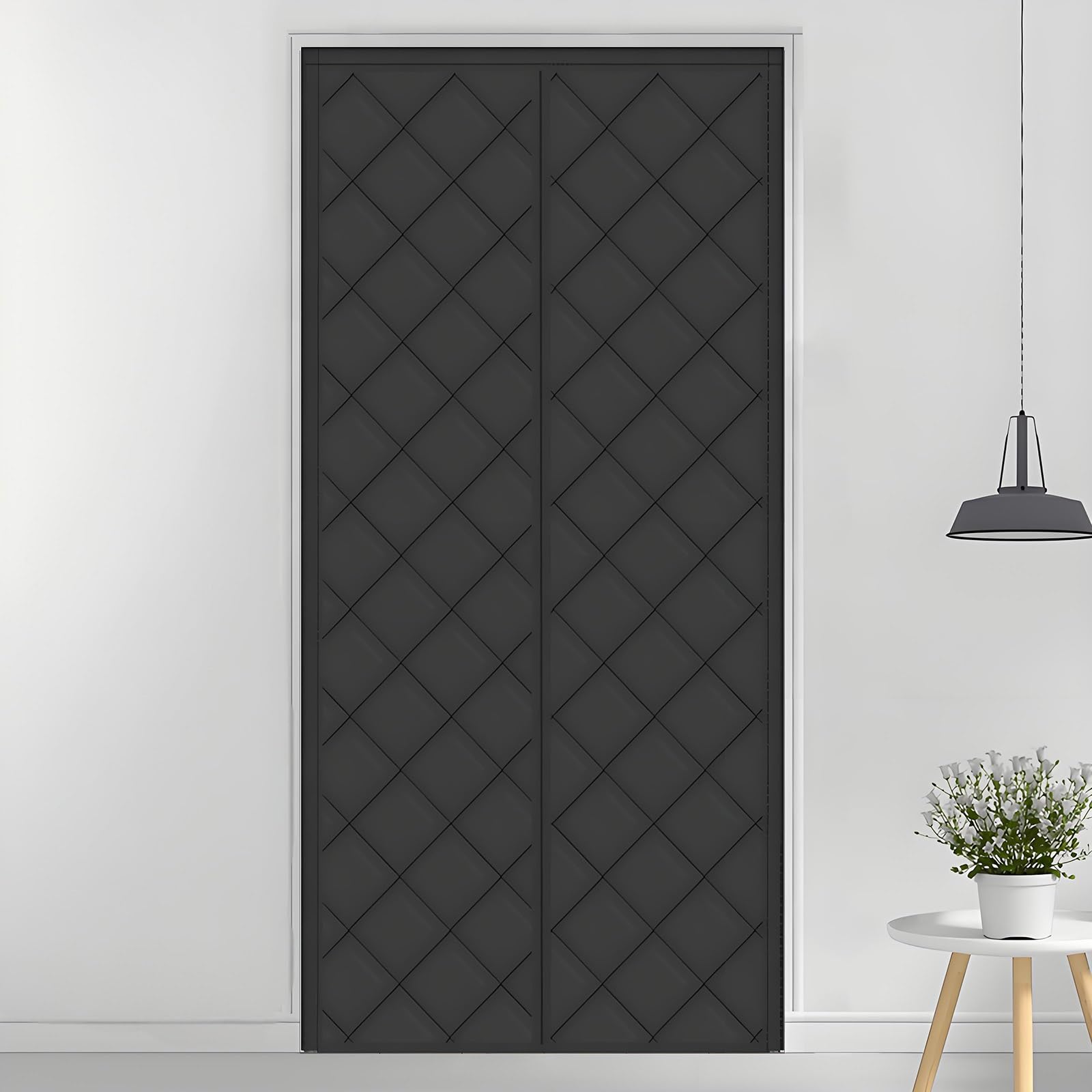 Thermo Türvorhang Kälteschutz Magnet Wärmeschutzvorhang Für Türen Volle Größe Winddicht Thermovorhang Tür Gegen Kälte Und Hitzen Haustierfreundlich(Schwarz,140x200cm)