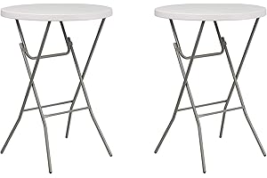 Flash Furniture 32'' Round Granite White Plastic Bar Height Folding Table