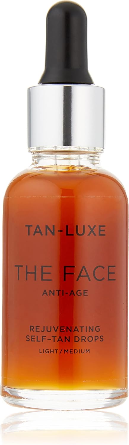 Tan-Luxe THE FACE Self Tan Drops, Light/Medium (30 ml) Add Anti-Aging Tanning Drops to Skin Care for Custom Face Tan, Cruelty Free & Vegan