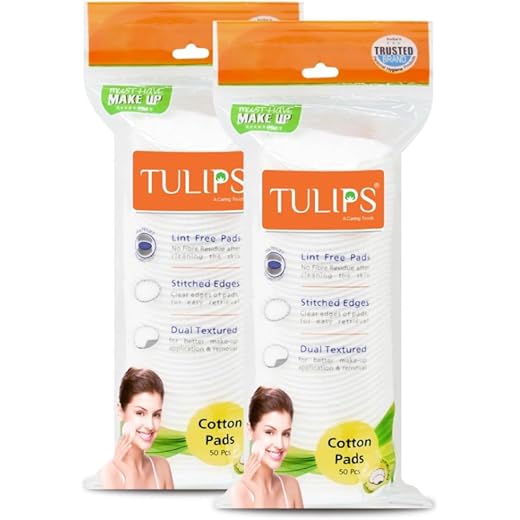 Tulips Round Facial Cotton Pads 50pcs