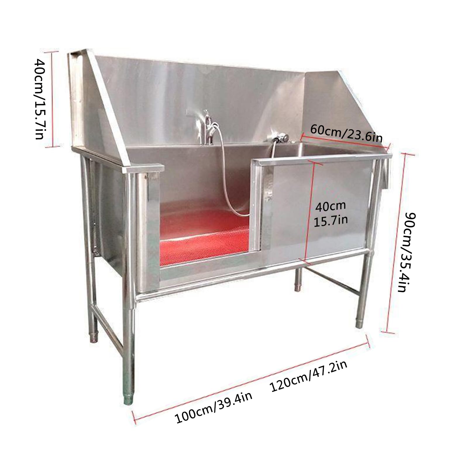 Baignoire Pour Chien,Station De Lavage Pour Animaux De Compagnie,Station De Bain Professionnelle En Acier Inoxydable Pour Chien,Baignoire De Toilettage Pour Chien,Station De Lavage(39in/100cm)