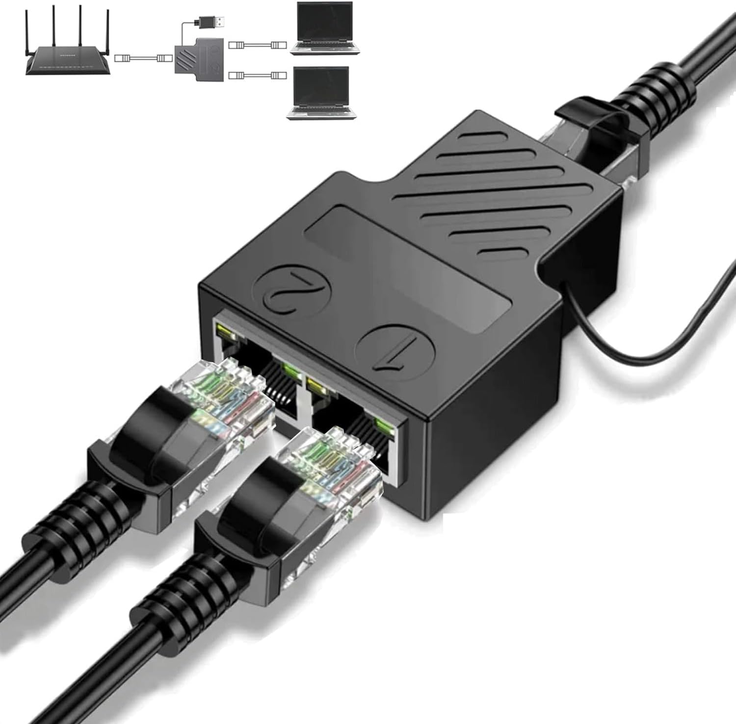 Active Ethernet Splitter 1 to 2 (USB Powered), Enables 2 Simultaneous ...