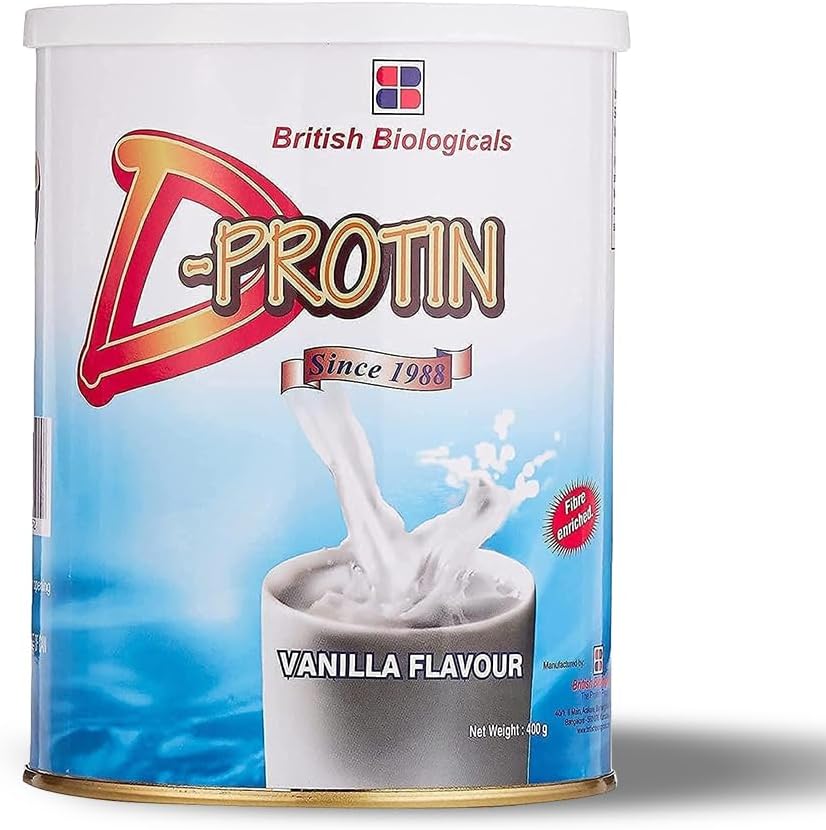 British Biologicals D-PROTIN Nutritional Supplement for Diabetes & Pre-Diabetes | High Protein & Fiber | 30 Essential Nutrients | Immuno-Nutrients for Strength & Vitality | Vanilla Flavour | 400g