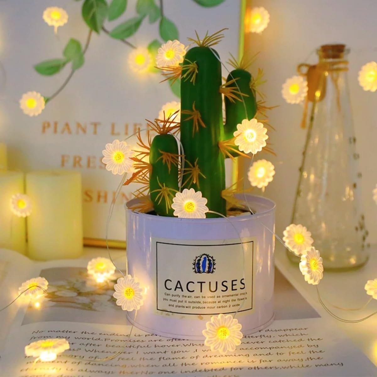 HHMTAKA Flower Fairy String Light 3M Blossom Lights with 30LED Fairy Light Battery Operated Fairy Lights Spring Decoration for Indoors Bedroom Home Wedding Valentine Birthday (White Daisy)