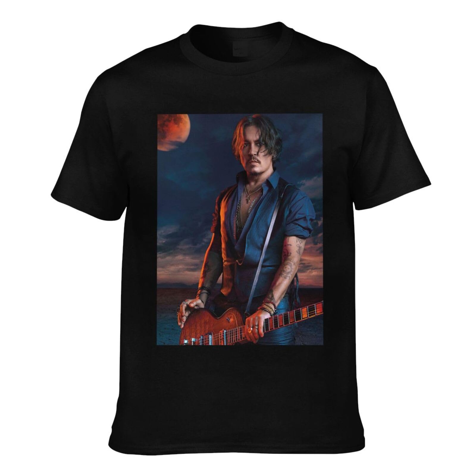 Viplili Unisex Black Johnny Actor Depp T-Shirt Stars Graphic Tees Shirt Print Crewneck Tops Short Sleeve T-Shirt For Men, Women, 8 Sizes