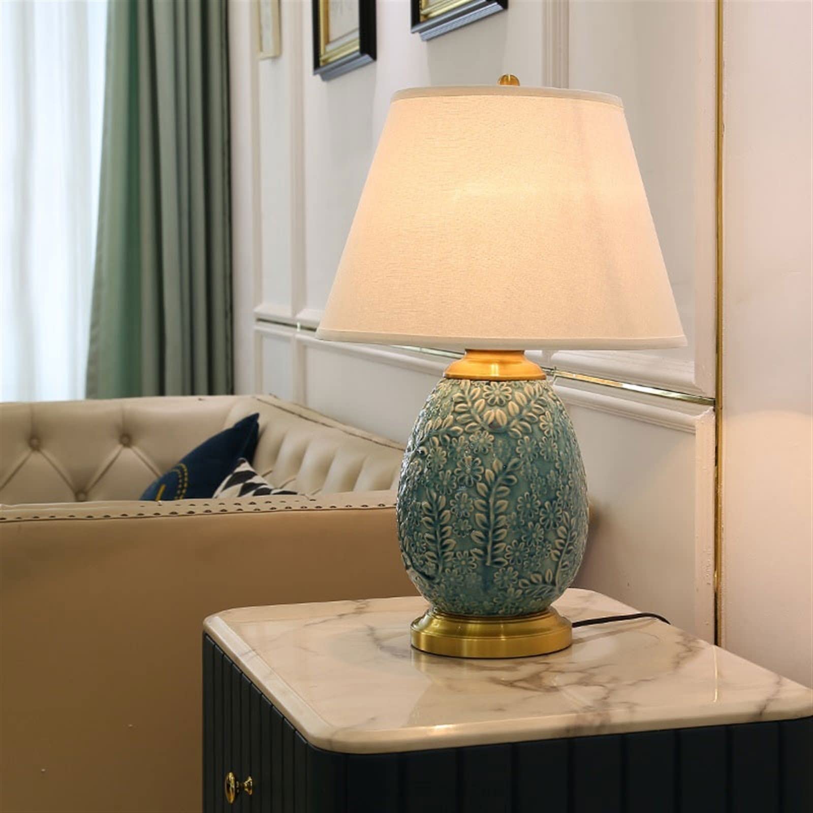 Luce da Scrivania Luce per la Lettura Lampada da tavolo in ceramica retrò Lampada da comodino crepa Lampada da tavolo da lettura for camera da letto da soggiorno for interni Lampade per Comodini