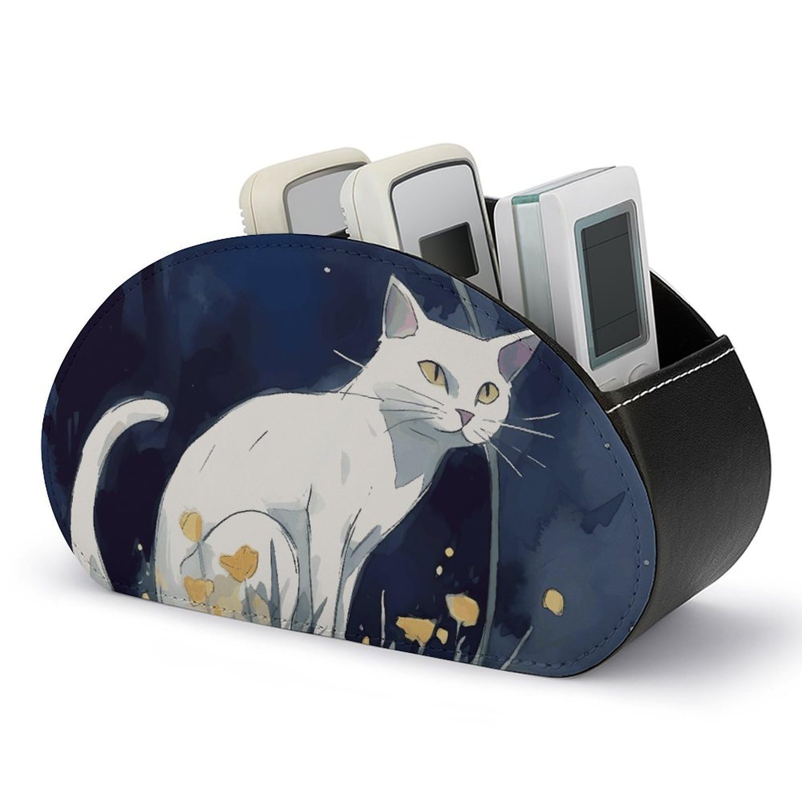Support télécommande cuir synthétique pour organiser la table basse du salon