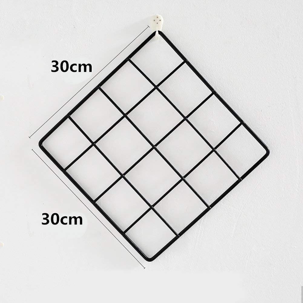 PIKIFY Painted Wire Wall Grid Panel Decorative Steel Hanging Art Display Photo (12" X 12",Black) Decorative Show Pieces Wall Mounted-6PC Without Flowers 3