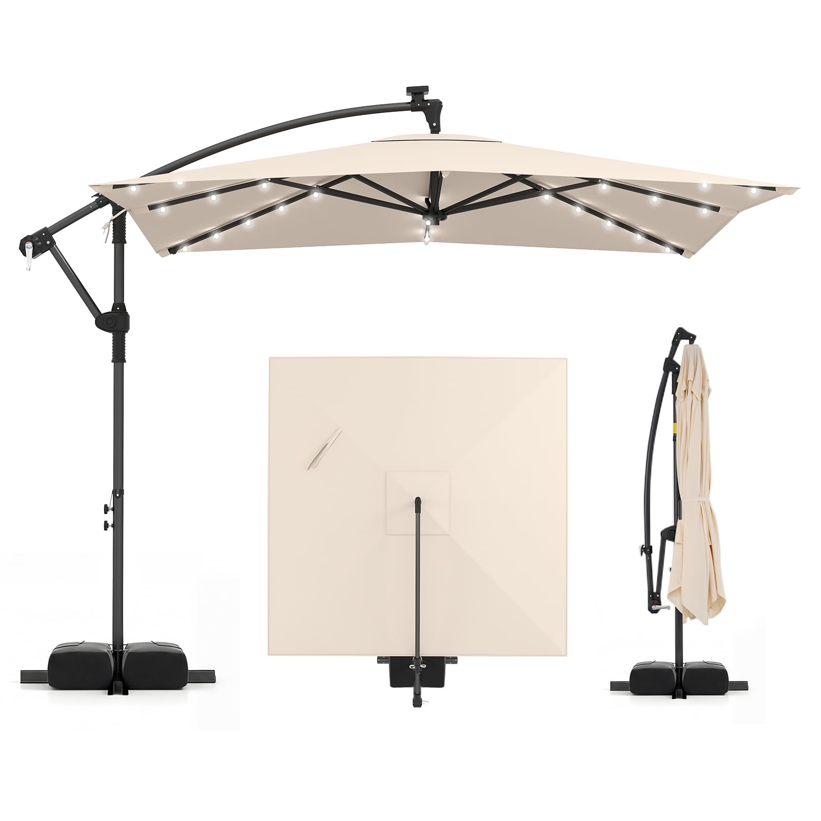 coral coast 8 ft square offset patio umbrella Tangkula 8x8 Solar with Base Included, Cantilever Outdoor Umbrella with 32 LED Lights, 360 Degree Rotation, Crank Handle, 2 Sandbags, Ribs, Air Vent for and tear Handle Position:Right AGV Rossi Drudi Performance high response bindings
