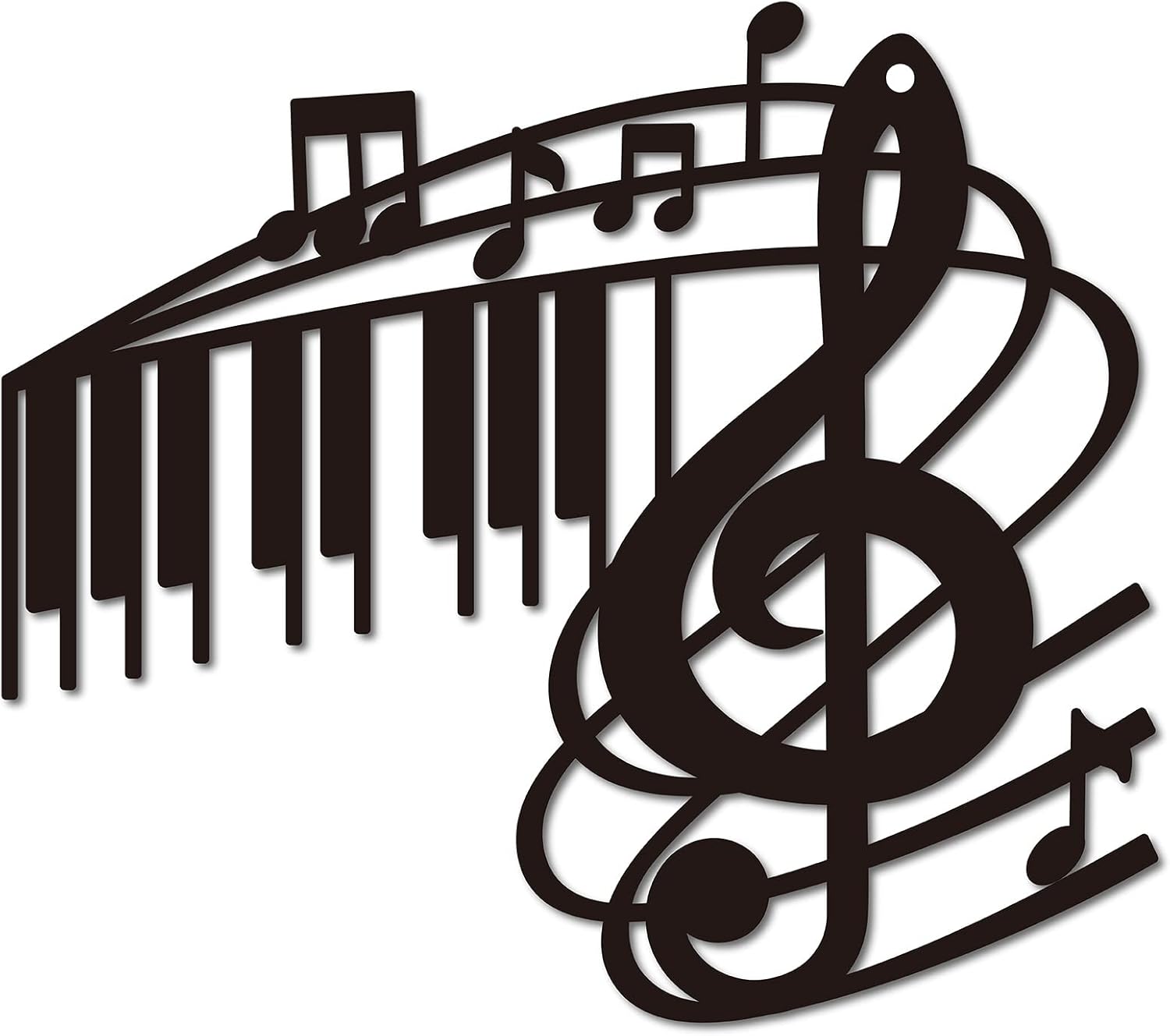 CREATCABIN Music Notes Wall Art Metal Vintage Treble Clef Wall Decor Wall Signs Hanging Sculpture for Home Bedroom Kitchen Garden Housewarming Gift Christmas Holiday Decoration 11.8 x 9.8 Inch, Gold