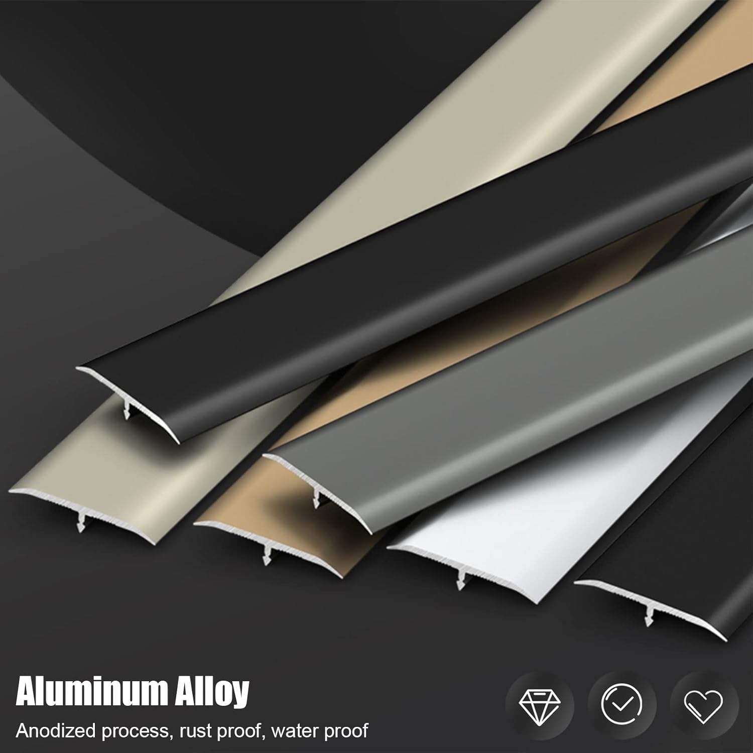 Door Strip Threshold Transition Strip Entry Golden Floor Transition Strip for Seams, T Model Self-Adhesive Alloy Floor Gap Trim Strips, Wood to Tile, Vinyl to Wood, Carpet to Tile