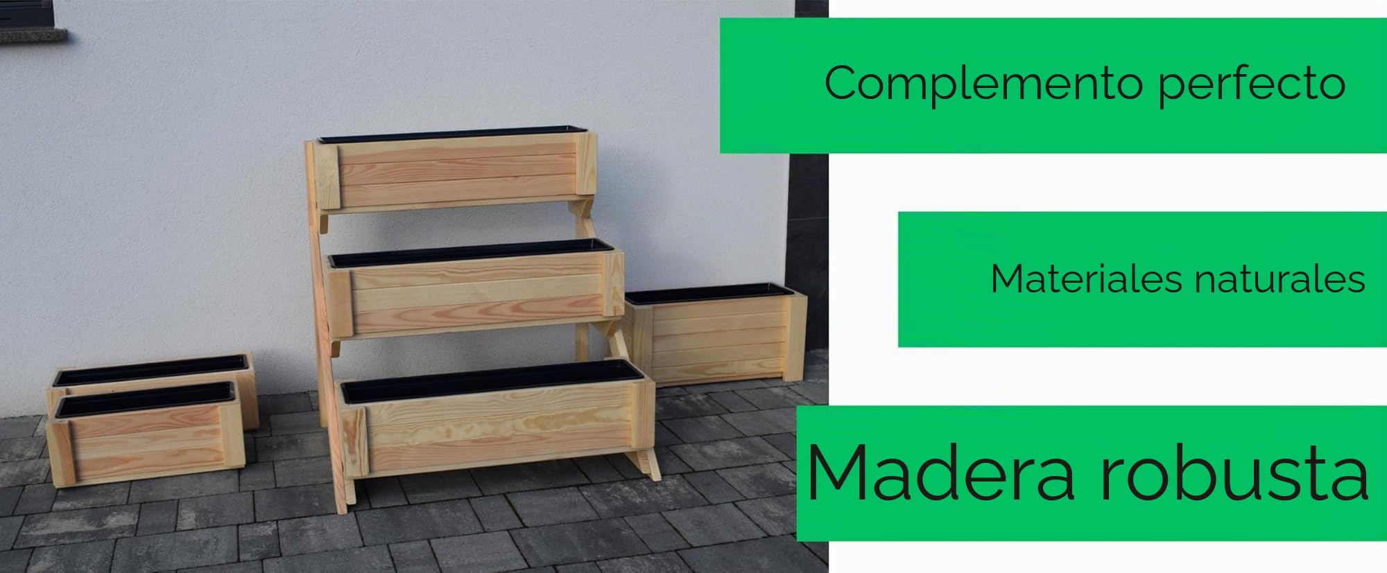 Macetero de Madera 82,5×30x25 cm, Jardineras Grandes de Madera Cruda para Interior y Exterior, Maceta Rectangular para Jardín, Balcón y Terraza