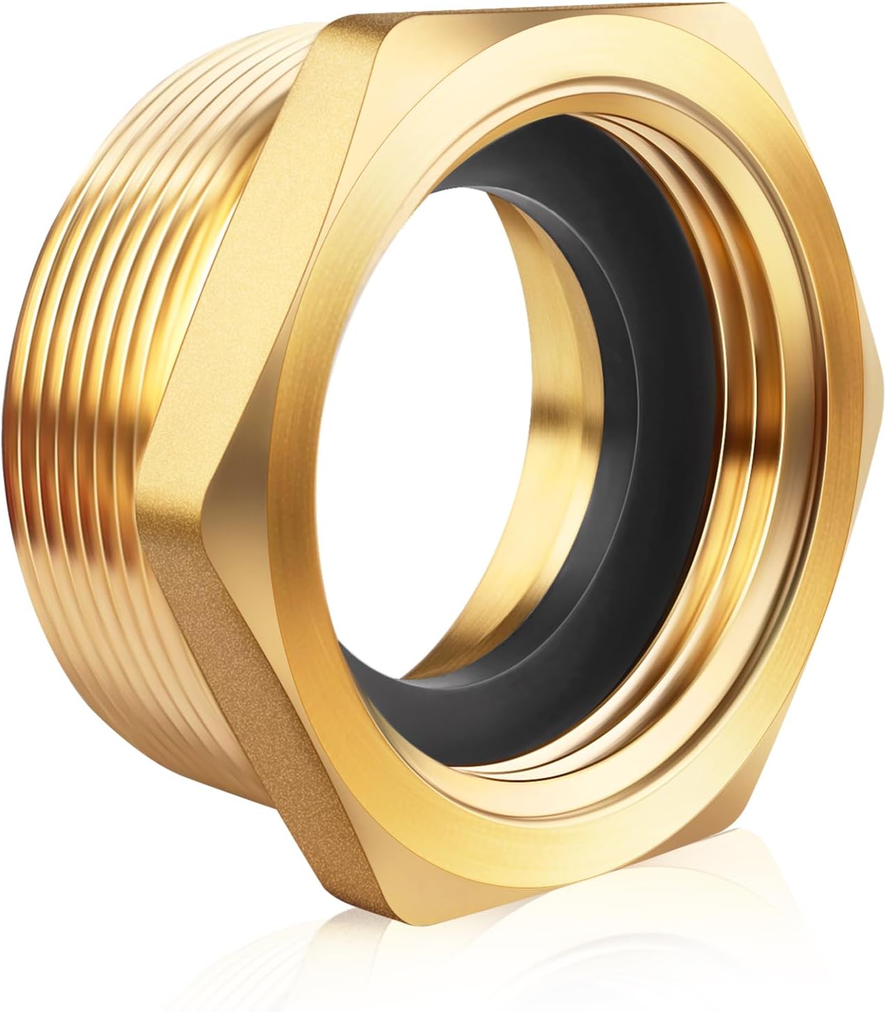 Fire Hydrant Hex Nipple Adapter, 2" NPT Male × 1-1/2" NST NH Female Brass Fire Hose to Pipe Fitting for Firefighting Pump, Standpipe & Industrial Water Systems