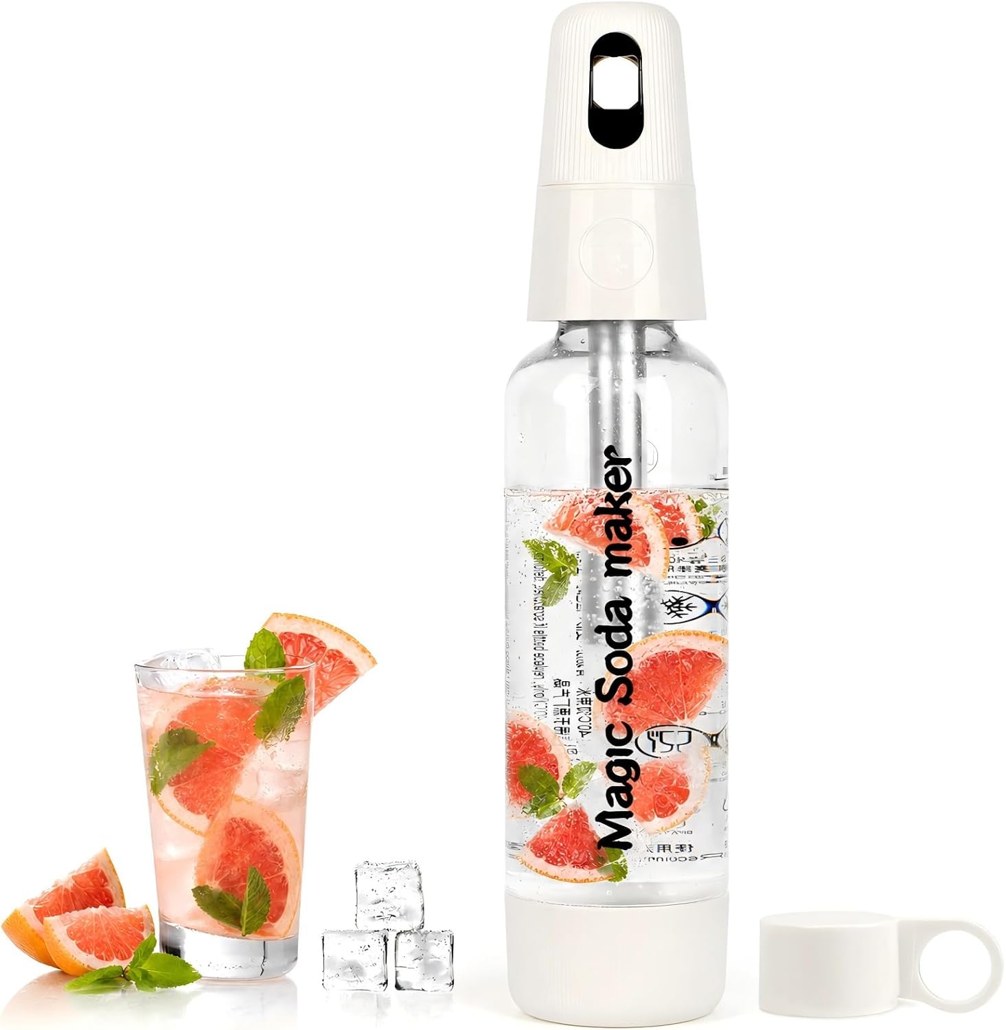 Best for portability and simplicity: 1L Soda Siphon, Portable Carbonated Soda Maker, White Seltzer Bottle