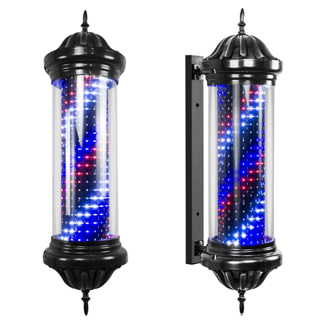 Oświetlenie LED Barber Shop Retro Barbershop Salon fryzjerski Znak świetlny Czerwone, białe, niebieskie paski Obrotowe oświetlenie salonu Zewnętrzna wodoodporna lampa ścienna,，