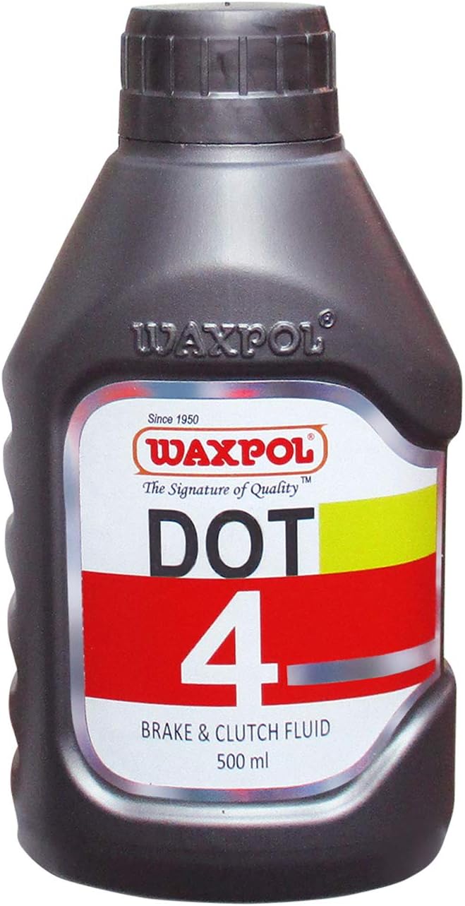 Waxpol DOT 4 Premium Brake & Clutch Fluid 500ML (For Disc & Drum Brake including ABS System,Hydraulic Clutch System)