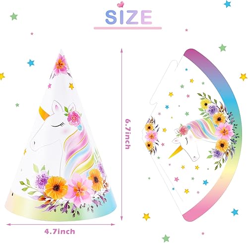 Miniatura 2 de WERNNSAI Sombreros de fiesta de cumpleaños  12 piezas de suministros de fiesta de cumpleaños, sombrero de cono para la cabeza, sombreros coloridos